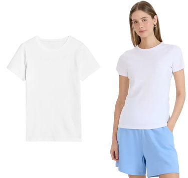 Koszulka damska bawełniana 4F F2255 T-shirt gładki basic biały