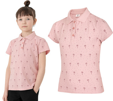 T-shirt dziewczęcy POLO 4F JTSD004 jasny róż