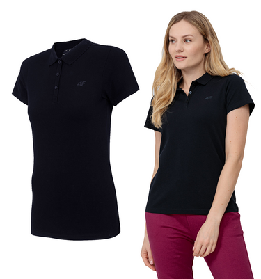 Koszulka damska POLO 4F F585 z kołnierzykiem czarna
