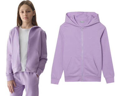 Bluza dresowa dziewczęca 4F F0919 rozpinana z kapturem fiolet