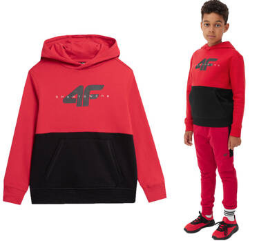 Bluza dresowa 4F M628 z kapturem ocieplana czerwona