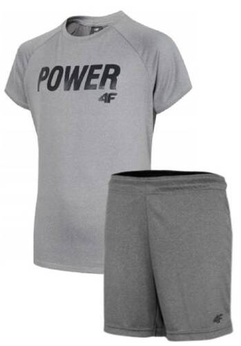 Zestaw sportowy 4F strój na trening koszulka, spodenki szary