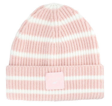 Czapka dziewczęca na zimę 4F F417 wywijana w paski