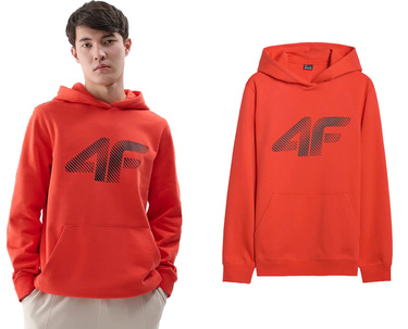 Bluza dresowa z kapturem 4F M1766 ocieplana czerwona