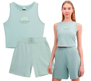 Zestaw na lato damski 4F crop top, szorty mięta