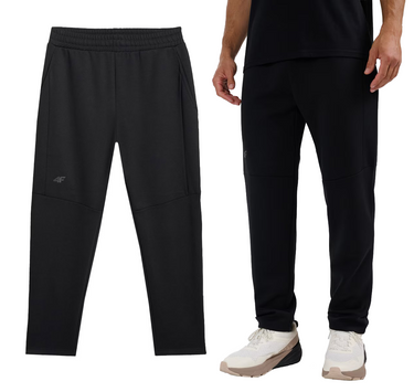 Spodnie męskie 4F dresowe M1194 z prostą nogawką czarne