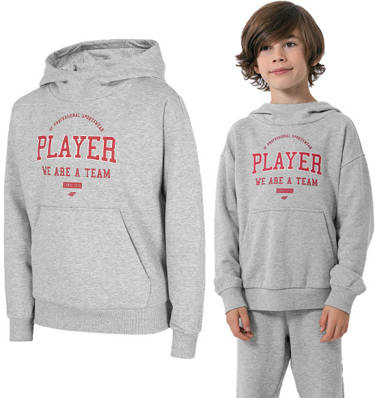 Bluza chłopięca z kapturem 4F JBLM006 dresowa szara