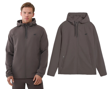 Bluza męska 4F szybkoschnąca cienka kurtka do biegania M458 brąz