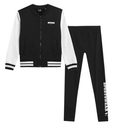 Zestaw sportowy 4F bluza bomberka legginsy czarne