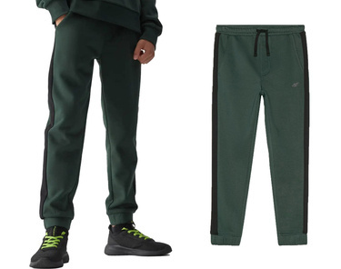 Spodnie dresowe chłopięce 4F M759 z bawełny zieleń