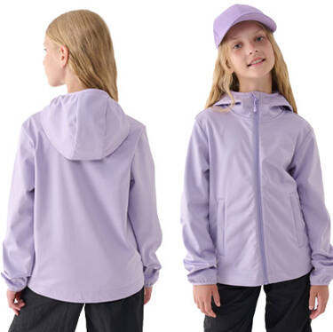 Softshell dziewczęcy 4F F261 kurtka z kapturem ocieplana