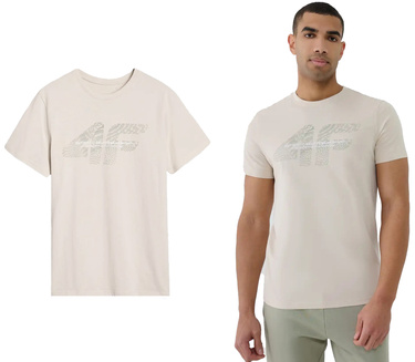 Koszulka męska 4F M2004 t-shirt z bawełny beżowy