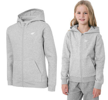Bluza dresowa z kapturem 4F JBLD001 ocieplana szara 122