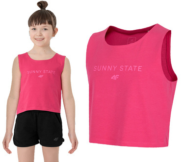 T-shirt dziewczęcy 4F JTSD012 TOP bez rękawów różowy