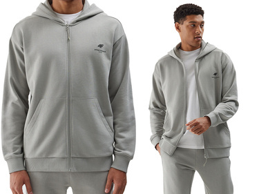 Bluza męska dresowa rozpinana 4F M1011 z kapturem szara