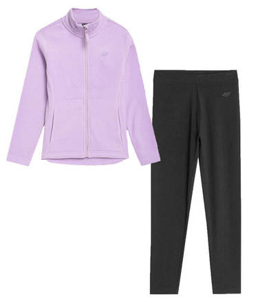 Zestaw dziewczęcy polar na zamek i legginsy z bawełny 4F