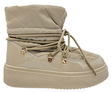 Buty damskie zimowe HY855-63 śniegowce ocieplane beż