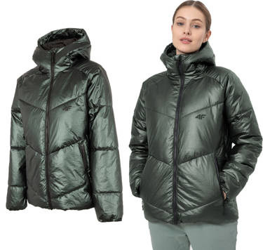 Kurtka damska puchowa 4F KUDP010 pikowana khaki