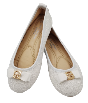 Buty komunijne baleriny dziewczęce białe baletki