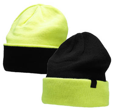 Czapka męska zimowa 4F CAM007 dwustronna neon i czarny