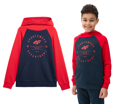 Bluza chłopięca dresowa 4F M221 z kapturem czerwona