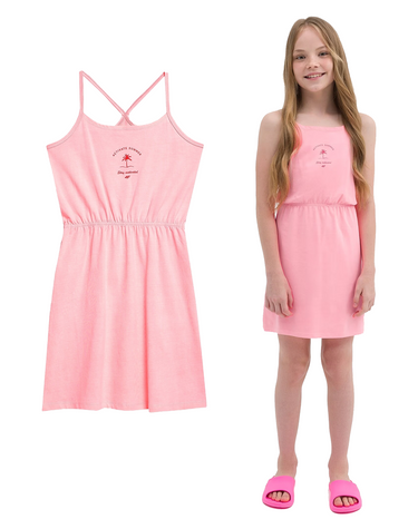 Sukienka dziewczęca 4F plażowa F026 z bawełny różowa