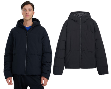 Kurtka męska puchowa 4F zimowa z kapturem ciepła M0710 20S czarna