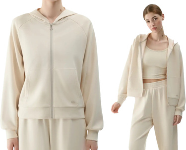 Rozpinana bluza damska 4F F1577 z kapturem beżowa