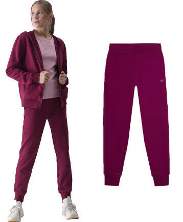 Spodnie dresowe 4F F0945 damskie joggery z bawełny fiolet