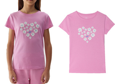 Koszulka dziewczęca 4F F1152 bawełniana różowa