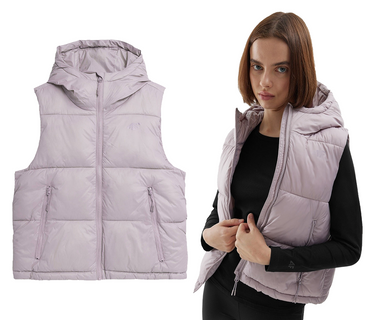 Bezrękawnik damski puchowy 4F F073 z kapturem róż