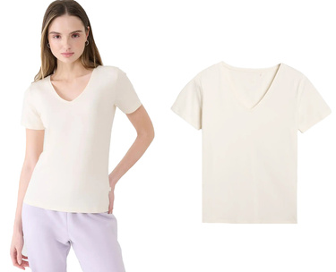 Koszulka damska bawełniana 4F F1990 w serek złamana biel