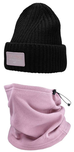 Zestaw na zimę 4F czarna czapka i komin polarowy