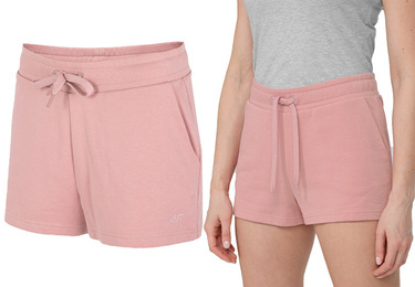 Spodenki damskie dresowe 4F SKDD350 bawełniane różowe