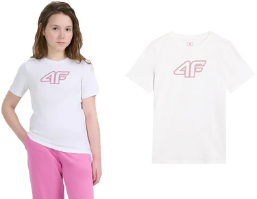Koszulka bawełniana 4F F2388 t-shirt z logo biały