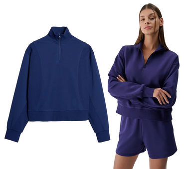 Bluza damska 4F F1545 bawełniana z zamkiem do połowy granatowa