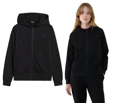 Bluza damska 4F F1763 dresowa zapinana z kapturem czarna