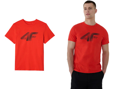 Koszulka męska 4F M2257 t-shirt bawełniany z logo czerwony