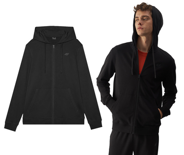 Bluza męska z kapturem 4F dresowa na zamek M1466 20S  czarny