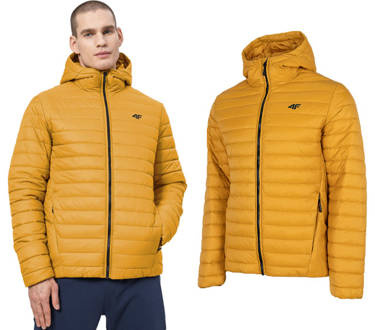 Kurtka męska puchowa 4F KUMP004 pikowana żółta