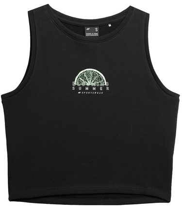 Koszulka damska 4F F570 crop top z bawełny czarny