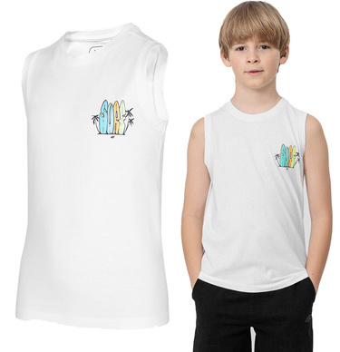 Koszulka bez rękawów 4F JTSM010 bezrękawnik biały