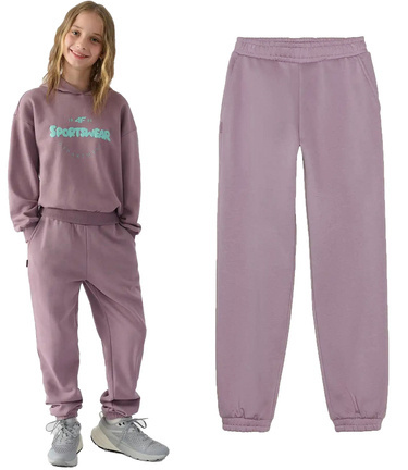 Spodnie dziewczęce dresowe 4F F754 bawełniane fiolet