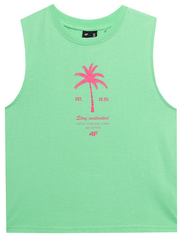 Koszulka bez rękawów 4F F559 Top z bawełny zielony