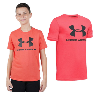 T-shirt chłopięcy z bawełny UNDER ARMOUR koszulka czerwona