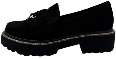 Buty mokasyny damskie lordsy gruba podeszwa czarne