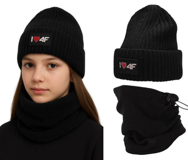 Zestaw zimowy czapka i komin 4F czarny