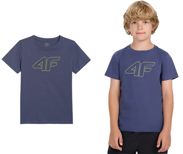 Koszulka chłopięca 4F M2417 T-shirt bawełniany na lato niebieski