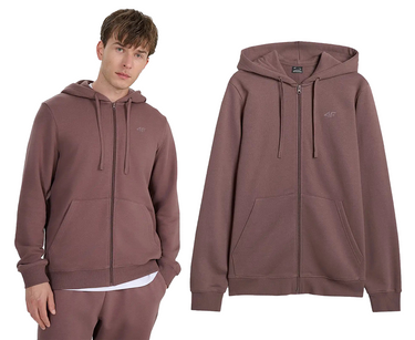 Bluza męska dresowa 4F rozpinana z kapturem M1982 brąz