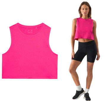 Koszulka damska bez rękawów 4F F071 crop top oversize róż